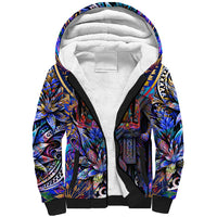 American Samoa Warrior Sherpa Hoodie Polynesian Fruit Bat Talofa Urban Graffiti Street Art TS04 Unisex Blue Yellow - Polynesian Pride