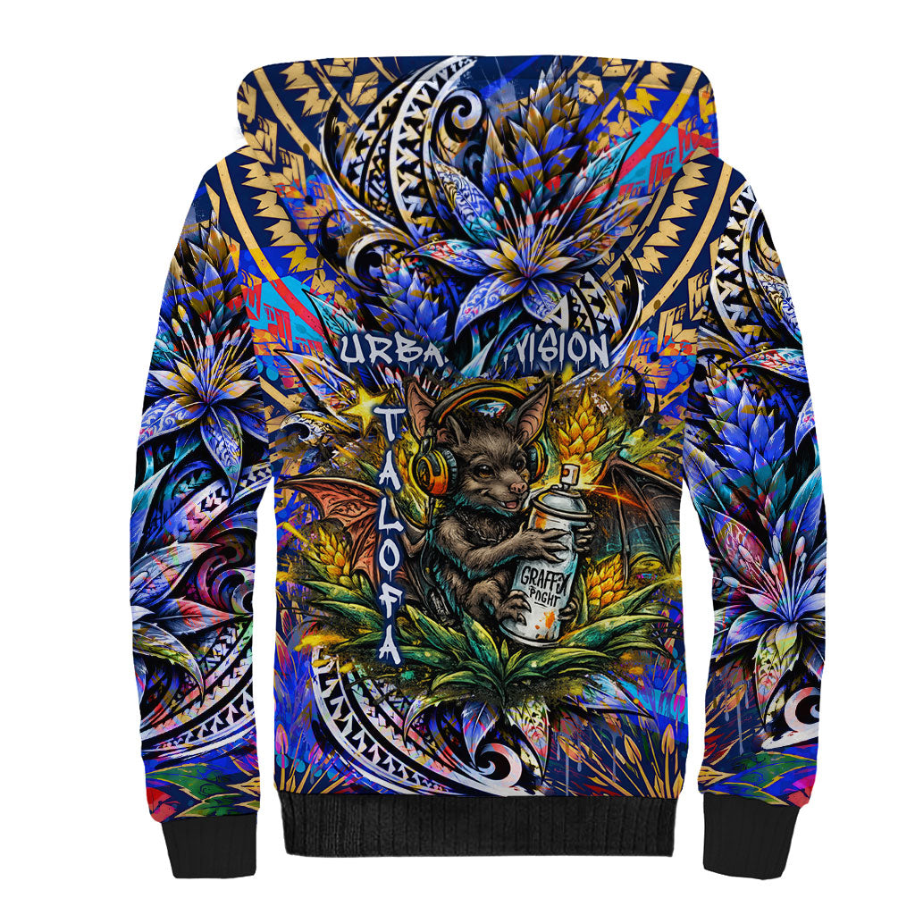 American Samoa Warrior Sherpa Hoodie Polynesian Fruit Bat Talofa Urban Graffiti Street Art TS04 - Polynesian Pride