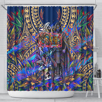 American Samoa Warrior Shower Curtain Polynesian Fruit Bat Talofa Urban Graffiti Street Art TS04 - Polynesian Pride