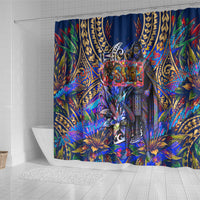 American Samoa Warrior Shower Curtain Polynesian Fruit Bat Talofa Urban Graffiti Street Art TS04 - Polynesian Pride