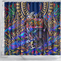 American Samoa Warrior Shower Curtain Polynesian Fruit Bat Talofa Urban Graffiti Street Art TS04 - Polynesian Pride