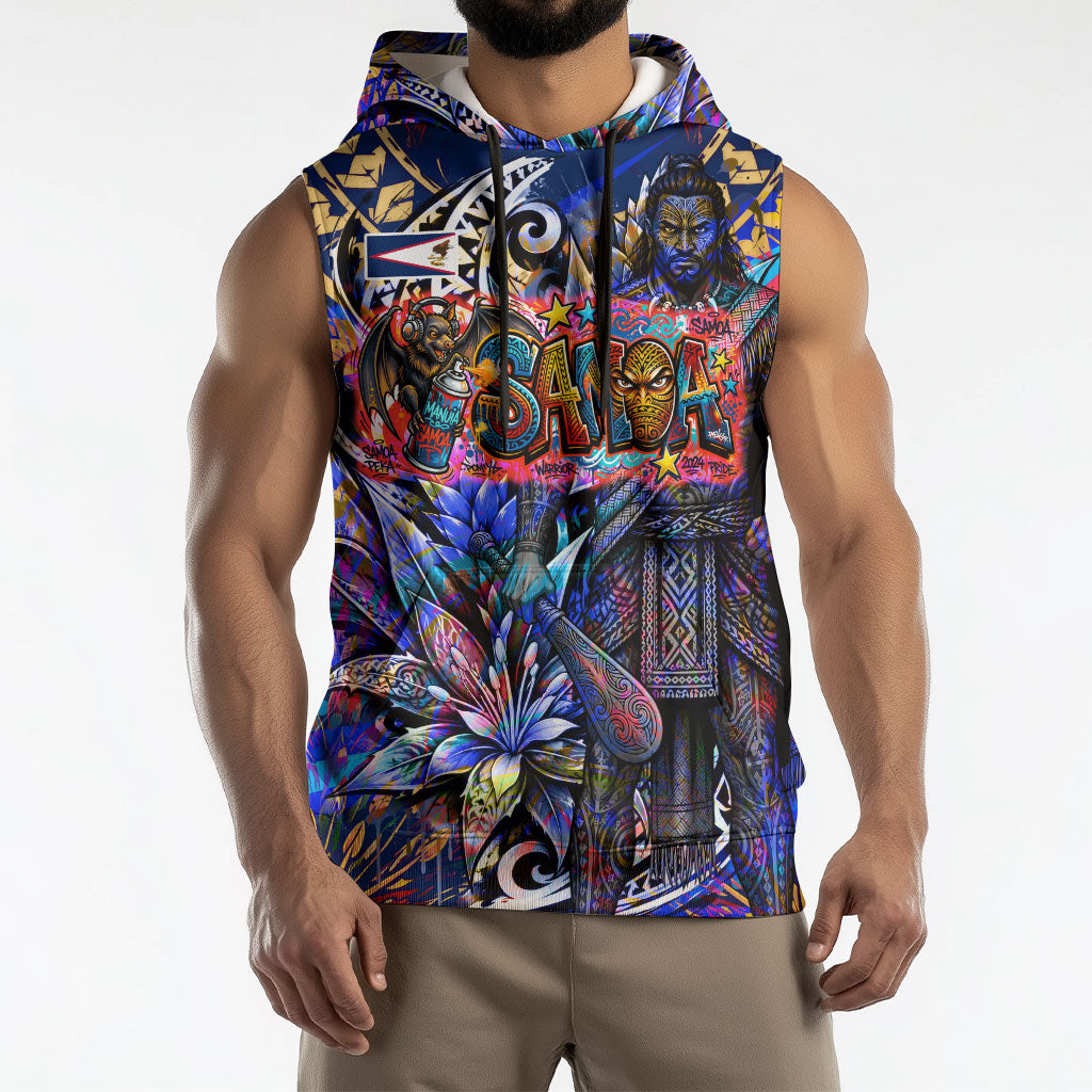 American Samoa Warrior Sleeveless Hoodie Polynesian Fruit Bat Talofa Urban Graffiti Street Art TS04 - Polynesian Pride