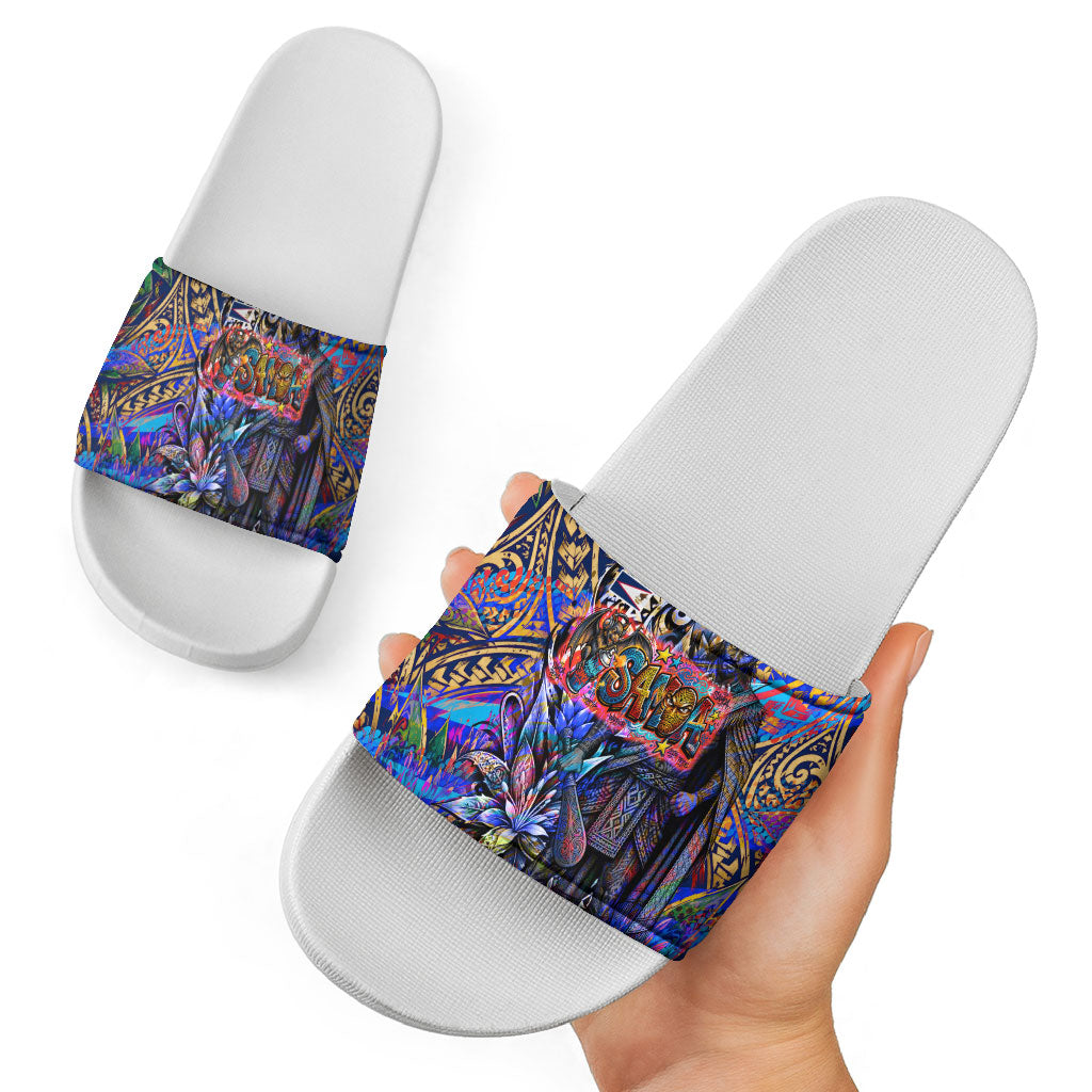 American Samoa Warrior Slide Sandals Polynesian Fruit Bat Talofa Urban Graffiti Street Art TS04 - Polynesian Pride