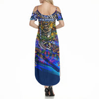 American Samoa Warrior Summer Maxi Dress Polynesian Fruit Bat Talofa Urban Graffiti Street Art TS04 - Polynesian Pride