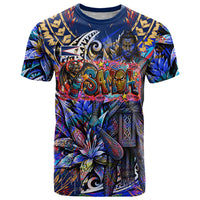 American Samoa Warrior T Shirt Polynesian Fruit Bat Talofa Urban Graffiti Street Art TS04 Blue Yellow - Polynesian Pride