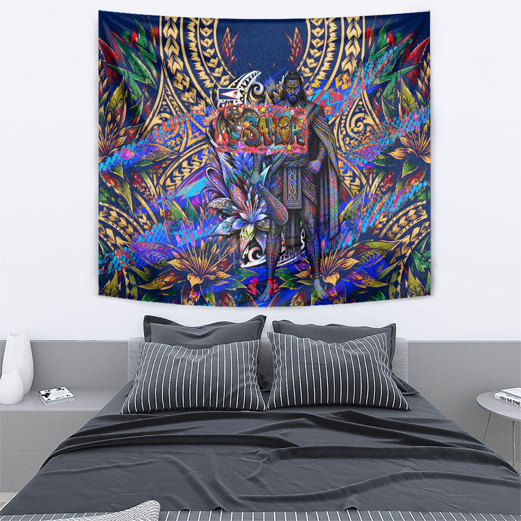 American Samoa Warrior Tapestry Polynesian Fruit Bat Talofa Urban Graffiti Street Art TS04 - Polynesian Pride