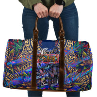 American Samoa Warrior Travel Bag Polynesian Fruit Bat Talofa Urban Graffiti Street Art TS04 Blue Yellow - Polynesian Pride