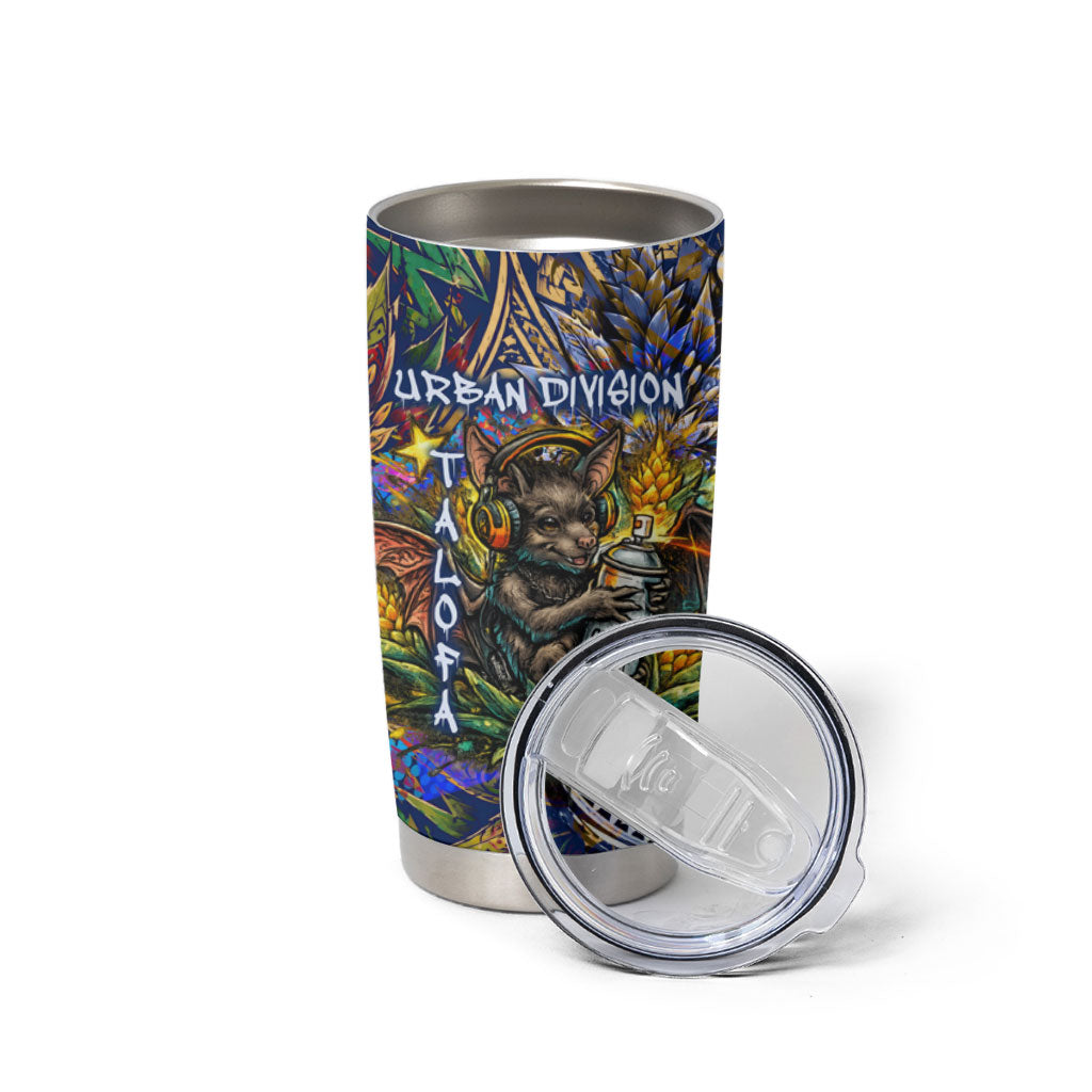 American Samoa Warrior Tumbler Cup Polynesian Fruit Bat Talofa Urban Graffiti Street Art TS04 - Polynesian Pride