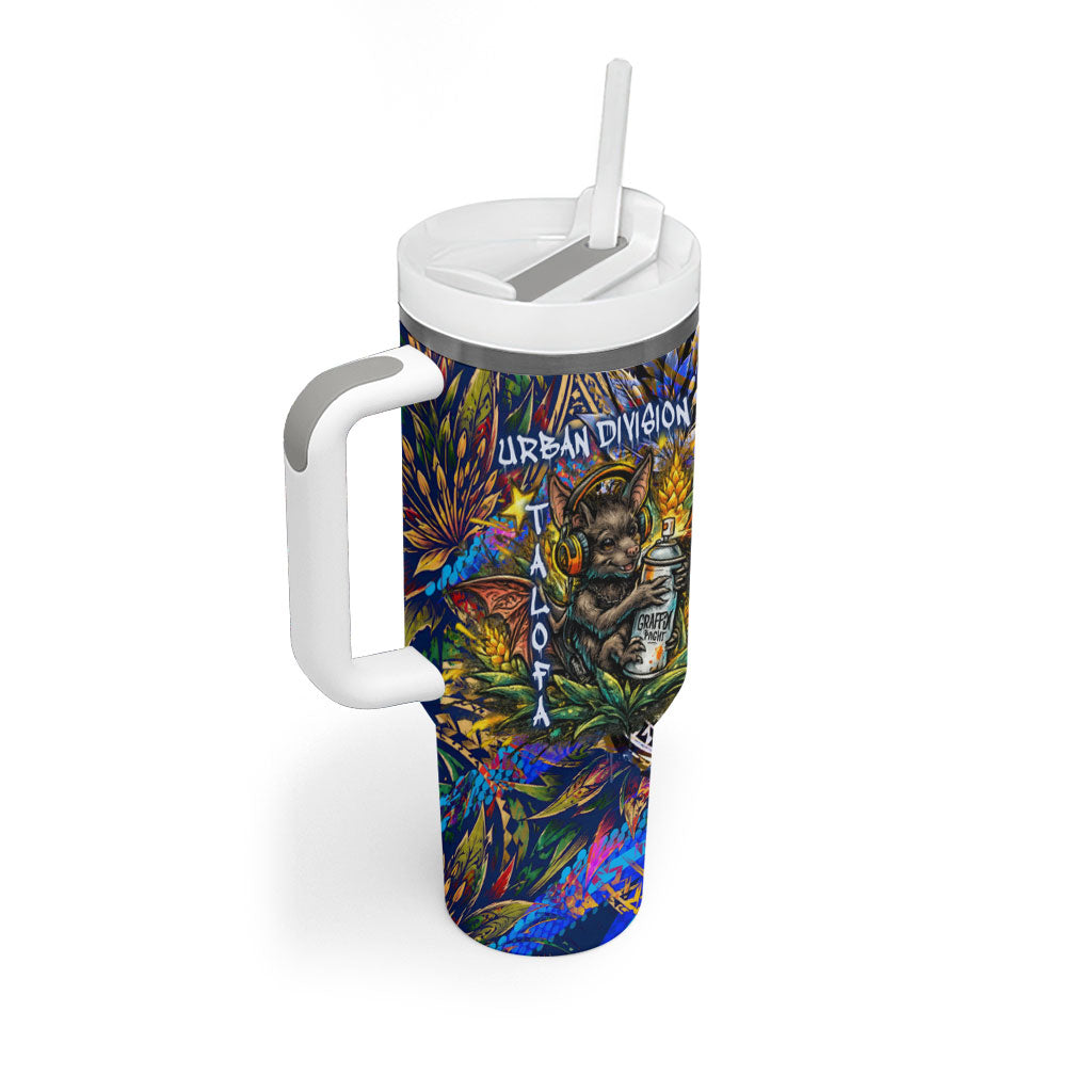 American Samoa Warrior Tumbler With Handle Polynesian Fruit Bat Talofa Urban Graffiti Street Art TS04 - Polynesian Pride