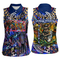 American Samoa Warrior Women Sleeveless Polo Shirt Polynesian Fruit Bat Talofa Urban Graffiti Street Art TS04 - Polynesian Pride