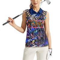 American Samoa Warrior Women Sleeveless Polo Shirt Polynesian Fruit Bat Talofa Urban Graffiti Street Art TS04 - Polynesian Pride