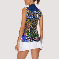 American Samoa Warrior Women Sleeveless Polo Shirt Polynesian Fruit Bat Talofa Urban Graffiti Street Art TS04 - Polynesian Pride