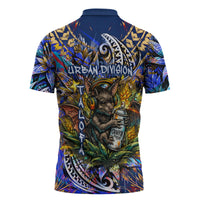 American Samoa Warrior Zipper Polo Shirt Polynesian Fruit Bat Talofa Urban Graffiti Street Art TS04 - Polynesian Pride