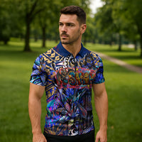 American Samoa Warrior Zipper Polo Shirt Polynesian Fruit Bat Talofa Urban Graffiti Street Art TS04 - Polynesian Pride