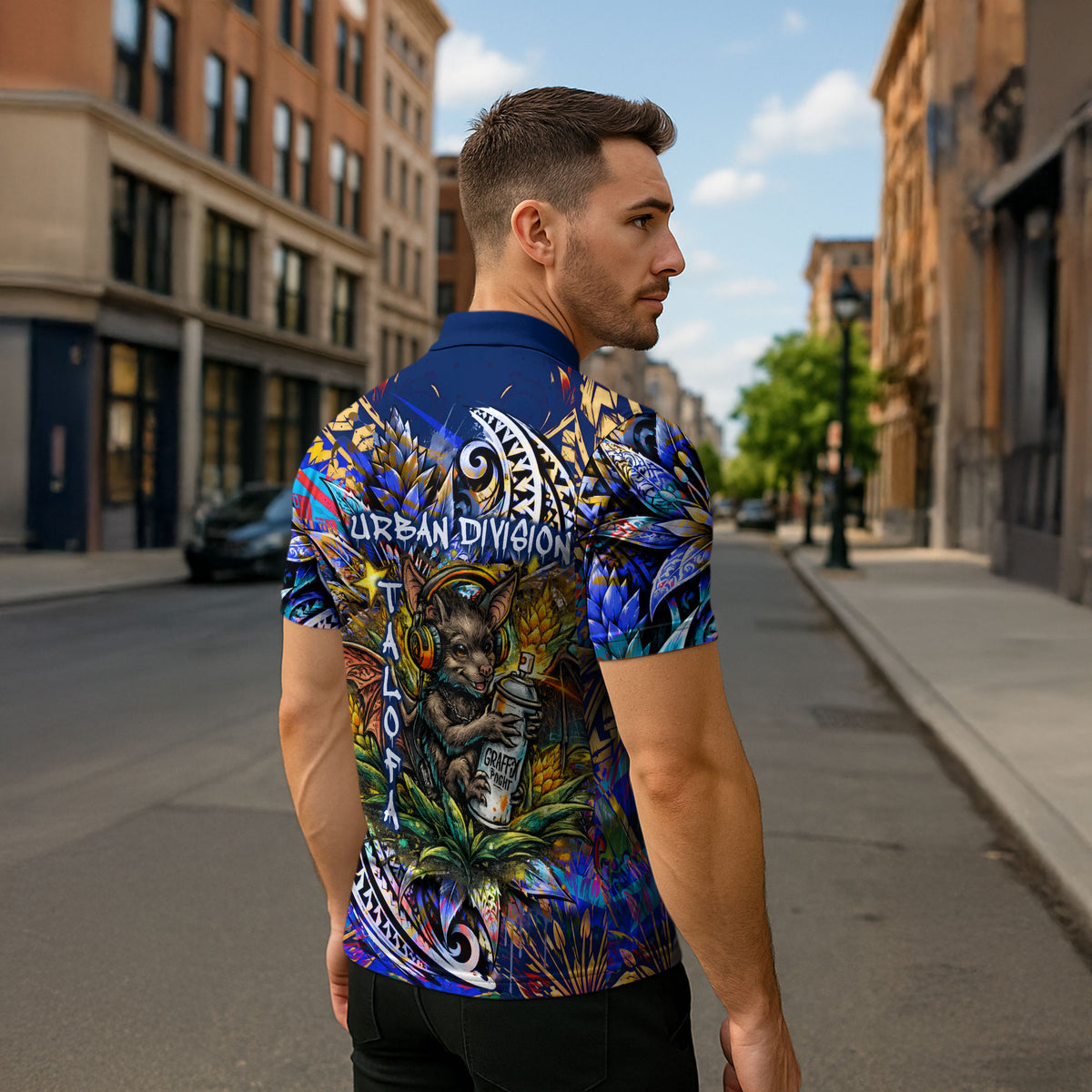 American Samoa Warrior Zipper Polo Shirt Polynesian Fruit Bat Talofa Urban Graffiti Street Art TS04 - Polynesian Pride