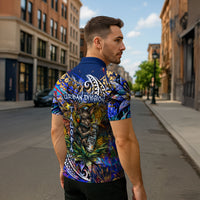 American Samoa Warrior Zipper Polo Shirt Polynesian Fruit Bat Talofa Urban Graffiti Street Art TS04 - Polynesian Pride