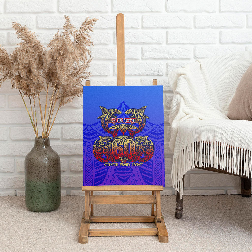 Personalized Polynesian 60th Birthday Canvas Wall Art Polynesian Tribal Art Vintage Ocean Pattern TS04 - Polynesian Pride
