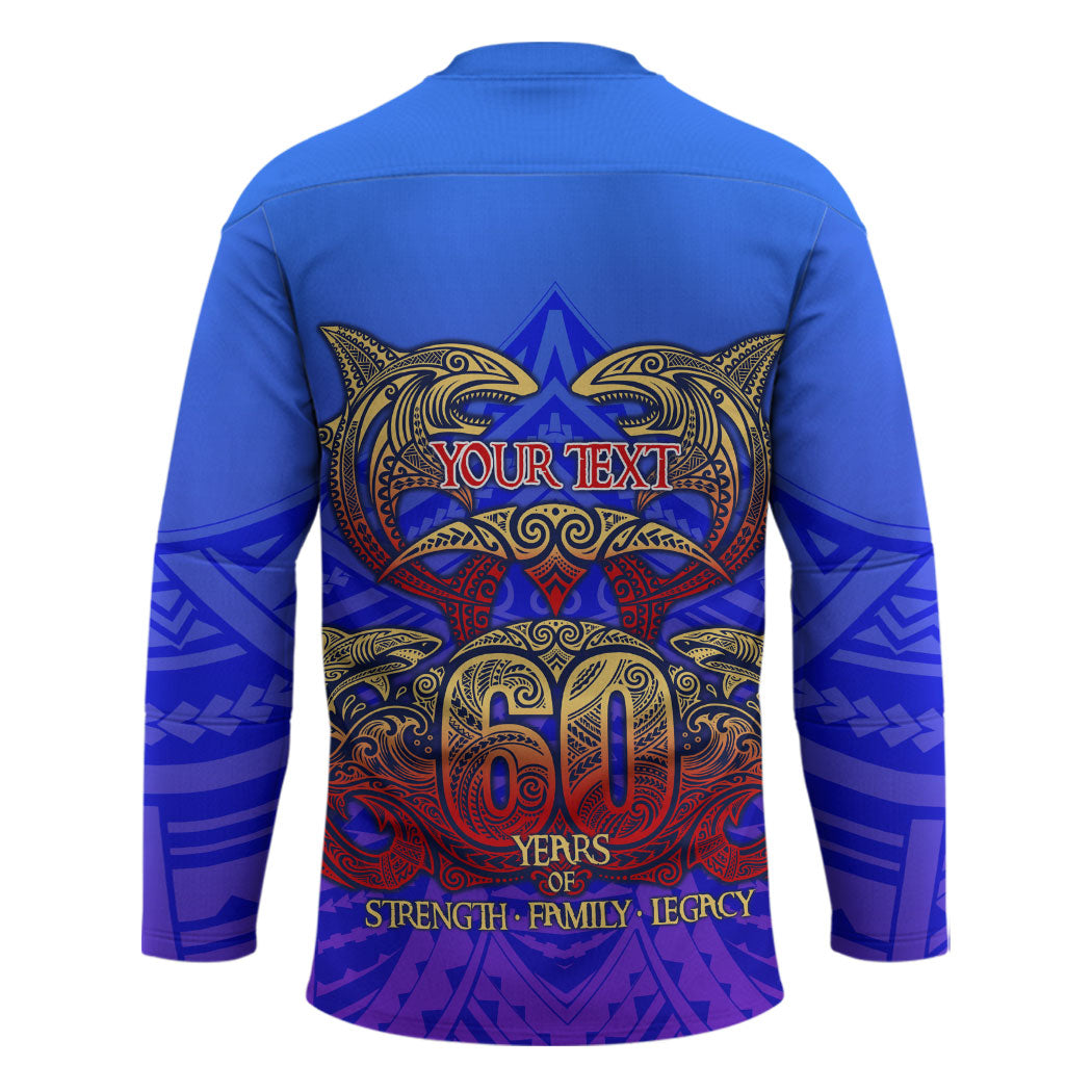 Personalized Polynesian 60th Birthday Hockey Jersey Polynesian Tribal Art Vintage Ocean Pattern TS04 - Polynesian Pride