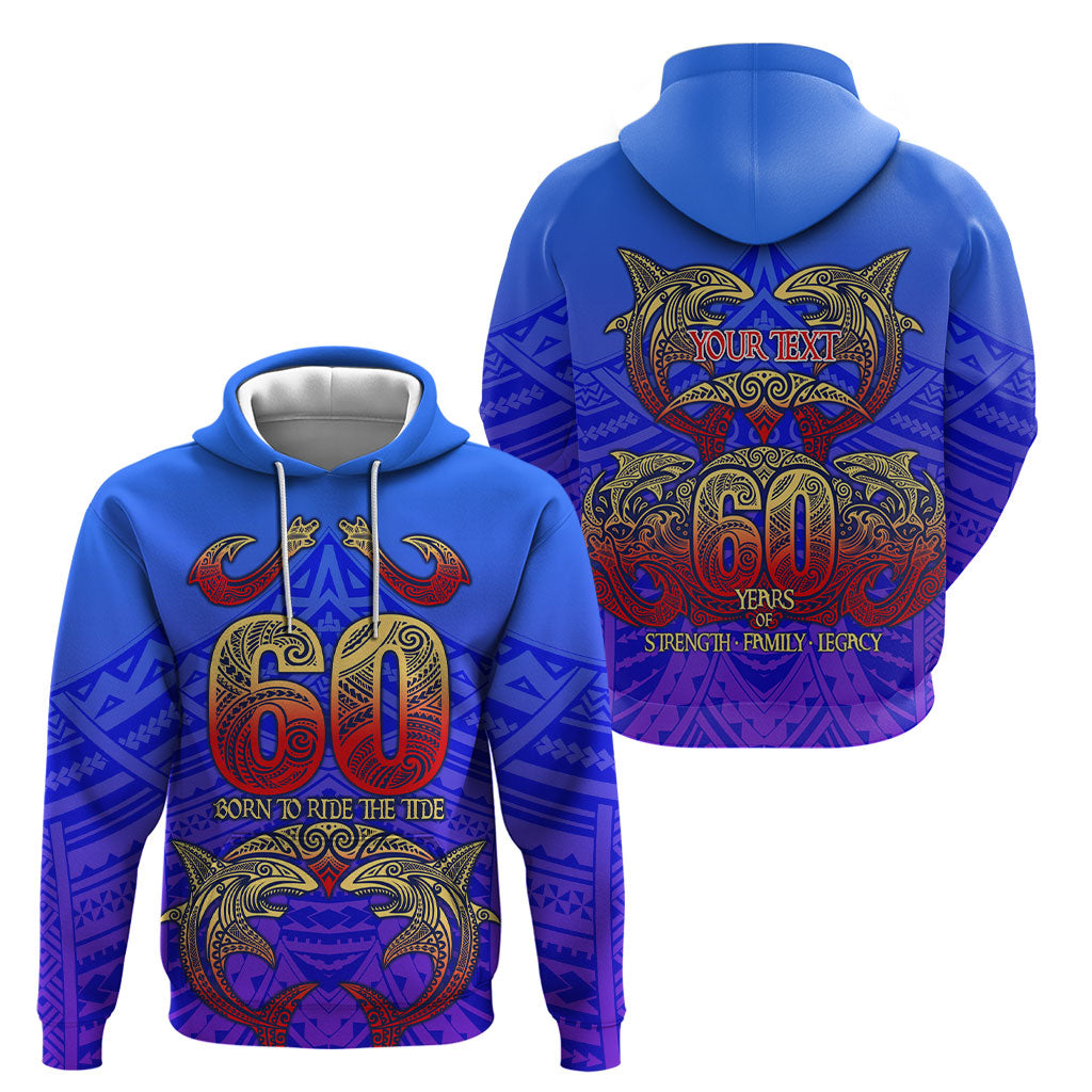 Personalized Polynesian 60th Birthday Hoodie Polynesian Tribal Art Vintage Ocean Pattern TS04 - Polynesian Pride