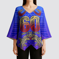 Personalized Polynesian 60th Birthday Kimono Sleeve Blouse Polynesian Tribal Art Vintage Ocean Pattern TS04 - Polynesian Pride