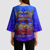 Personalized Polynesian 60th Birthday Kimono Sleeve Blouse Polynesian Tribal Art Vintage Ocean Pattern TS04 - Polynesian Pride