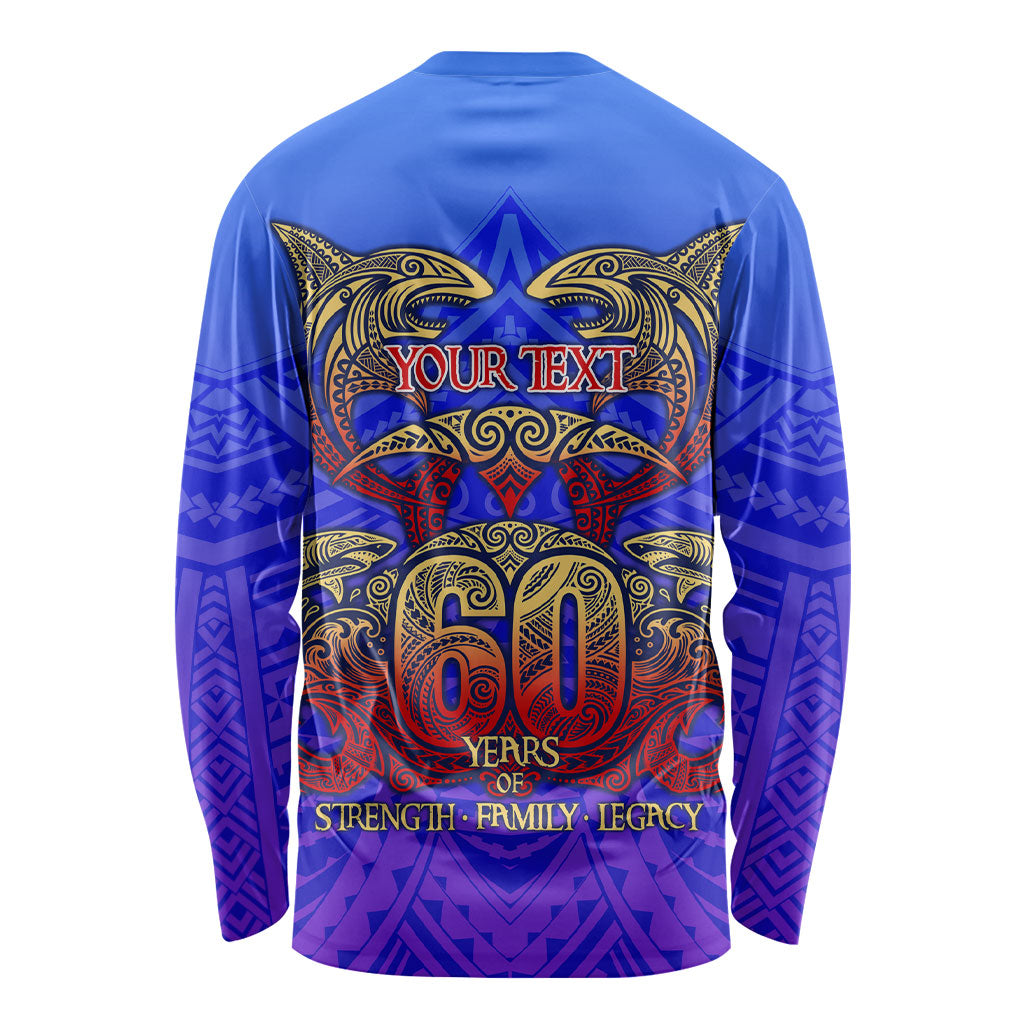 Personalized Polynesian 60th Birthday Long Sleeve Shirt Polynesian Tribal Art Vintage Ocean Pattern TS04 - Polynesian Pride