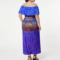Personalized Polynesian 60th Birthday Off Shoulder Maxi Dress Polynesian Tribal Art Vintage Ocean Pattern TS04 - Polynesian Pride