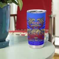 Personalized Polynesian 60th Birthday Tumbler Cup Polynesian Tribal Art Vintage Ocean Pattern TS04 - Polynesian Pride
