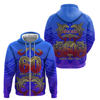 Personalized Polynesian 60th Birthday Zip Hoodie Polynesian Tribal Art Vintage Ocean Pattern TS04 - Polynesian Pride