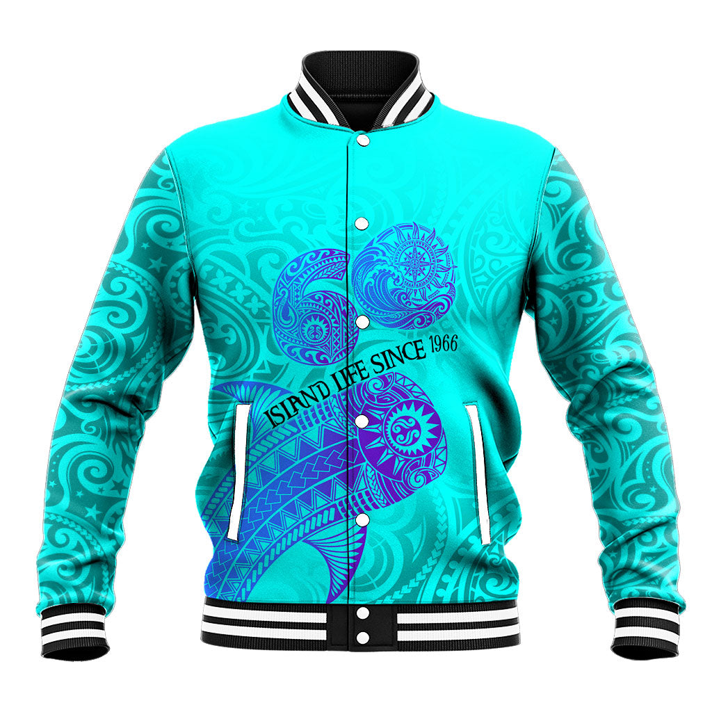 Personalized Polynesian 60th Birthday Island Life Since 1966 Baseball Jacket Vibrant Tribal Tattoo Ocean Sunset Pattern TS04 Unisex Blue Purple - Polynesian Pride