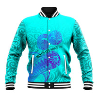 Personalized Polynesian 60th Birthday Island Life Since 1966 Baseball Jacket Vibrant Tribal Tattoo Ocean Sunset Pattern TS04 Unisex Blue Purple - Polynesian Pride
