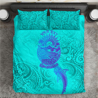 Personalized Polynesian 60th Birthday Island Life Since 1966 Bedding Set Vibrant Tribal Tattoo Ocean Sunset Pattern TS04 Blue Purple - Polynesian Pride