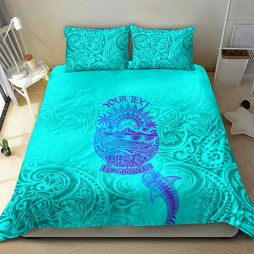 Personalized Polynesian 60th Birthday Island Life Since 1966 Bedding Set Vibrant Tribal Tattoo Ocean Sunset Pattern TS04 - Polynesian Pride