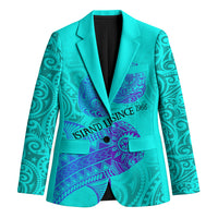 Personalized Polynesian 60th Birthday Island Life Since 1966 Blazer Vibrant Tribal Tattoo Ocean Sunset Pattern TS04 Unisex Blue Purple - Polynesian Pride