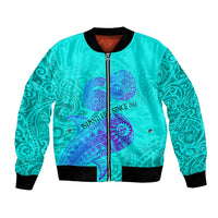 Personalized Polynesian 60th Birthday Island Life Since 1966 Bomber Jacket Vibrant Tribal Tattoo Ocean Sunset Pattern TS04 Unisex Blue Purple - Polynesian Pride