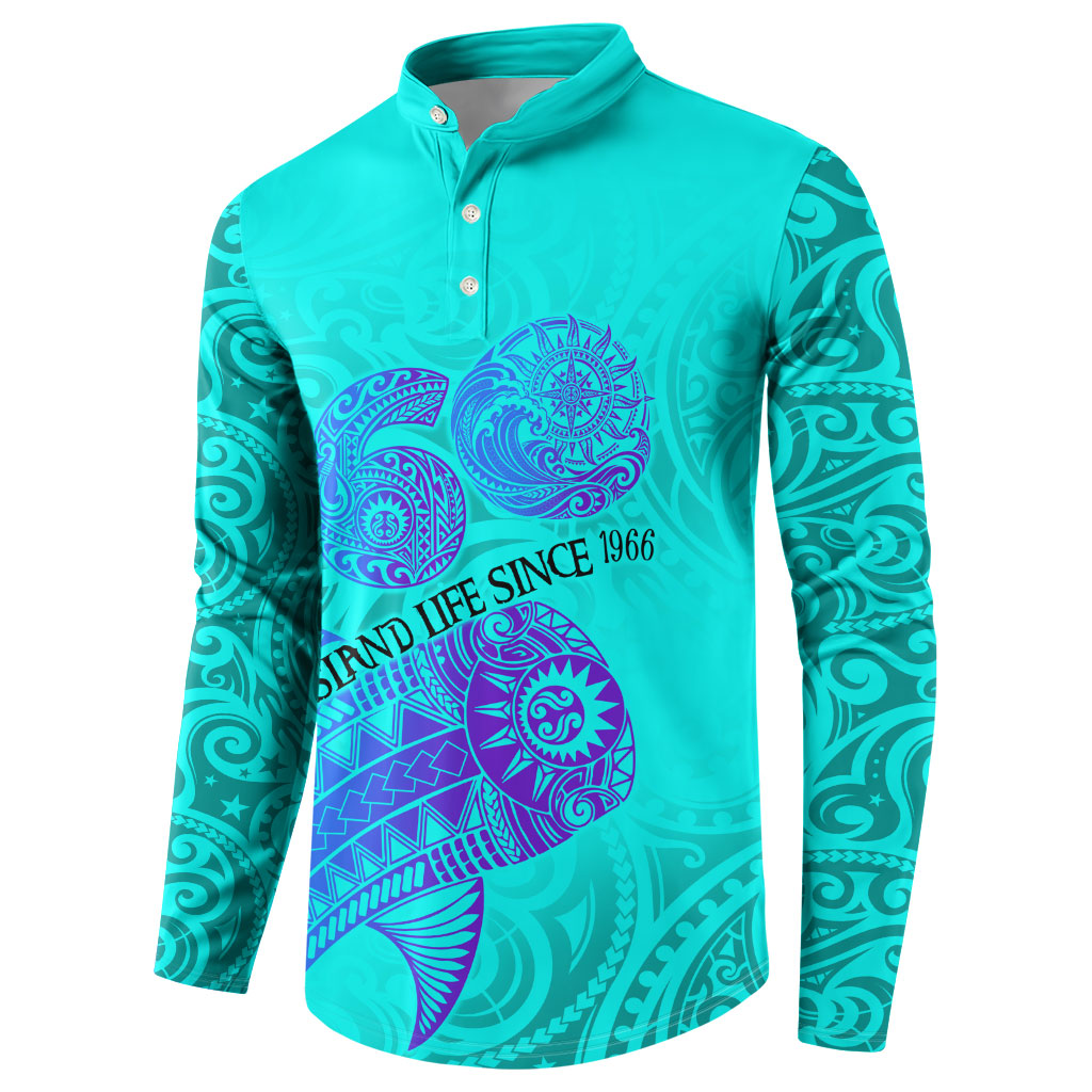 Personalized Polynesian 60th Birthday Island Life Since 1966 Button Sweatshirt Vibrant Tribal Tattoo Ocean Sunset Pattern TS04 - Polynesian Pride
