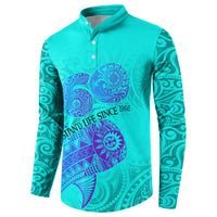 Personalized Polynesian 60th Birthday Island Life Since 1966 Button Sweatshirt Vibrant Tribal Tattoo Ocean Sunset Pattern TS04 - Polynesian Pride