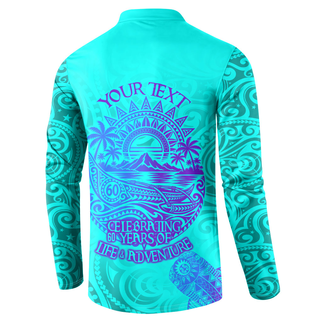 Personalized Polynesian 60th Birthday Island Life Since 1966 Button Sweatshirt Vibrant Tribal Tattoo Ocean Sunset Pattern TS04 - Polynesian Pride