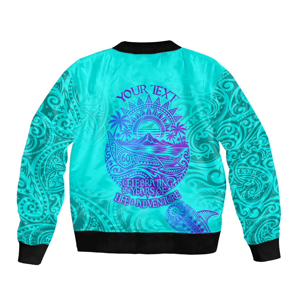 Personalized Polynesian 60th Birthday Island Life Since 1966 Sleeve Zip Bomber Jacket Vibrant Tribal Tattoo Ocean Sunset Pattern TS04 - Polynesian Pride