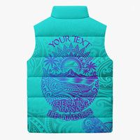 Personalized Polynesian 60th Birthday Island Life Since 1966 Sleeveless Puffer Jacket Vibrant Tribal Tattoo Ocean Sunset Pattern TS04 - Polynesian Pride
