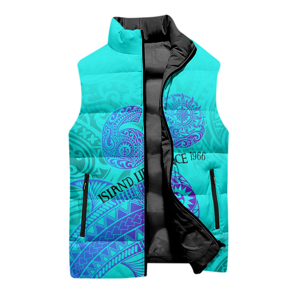 Personalized Polynesian 60th Birthday Island Life Since 1966 Sleeveless Puffer Jacket Vibrant Tribal Tattoo Ocean Sunset Pattern TS04 - Polynesian Pride