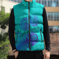 Personalized Polynesian 60th Birthday Island Life Since 1966 Sleeveless Puffer Jacket Vibrant Tribal Tattoo Ocean Sunset Pattern TS04 - Polynesian Pride