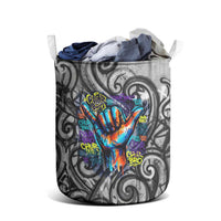 Chur Bro Shaka Sign Laundry Basket New Zealand Koru Colorful Graffiti Splash