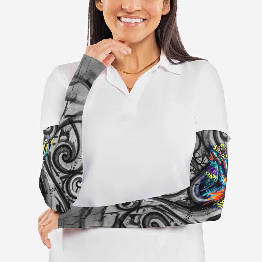Chur Bro Shaka Sign Arm Sleeves New Zealand Koru Colorful Graffiti Splash