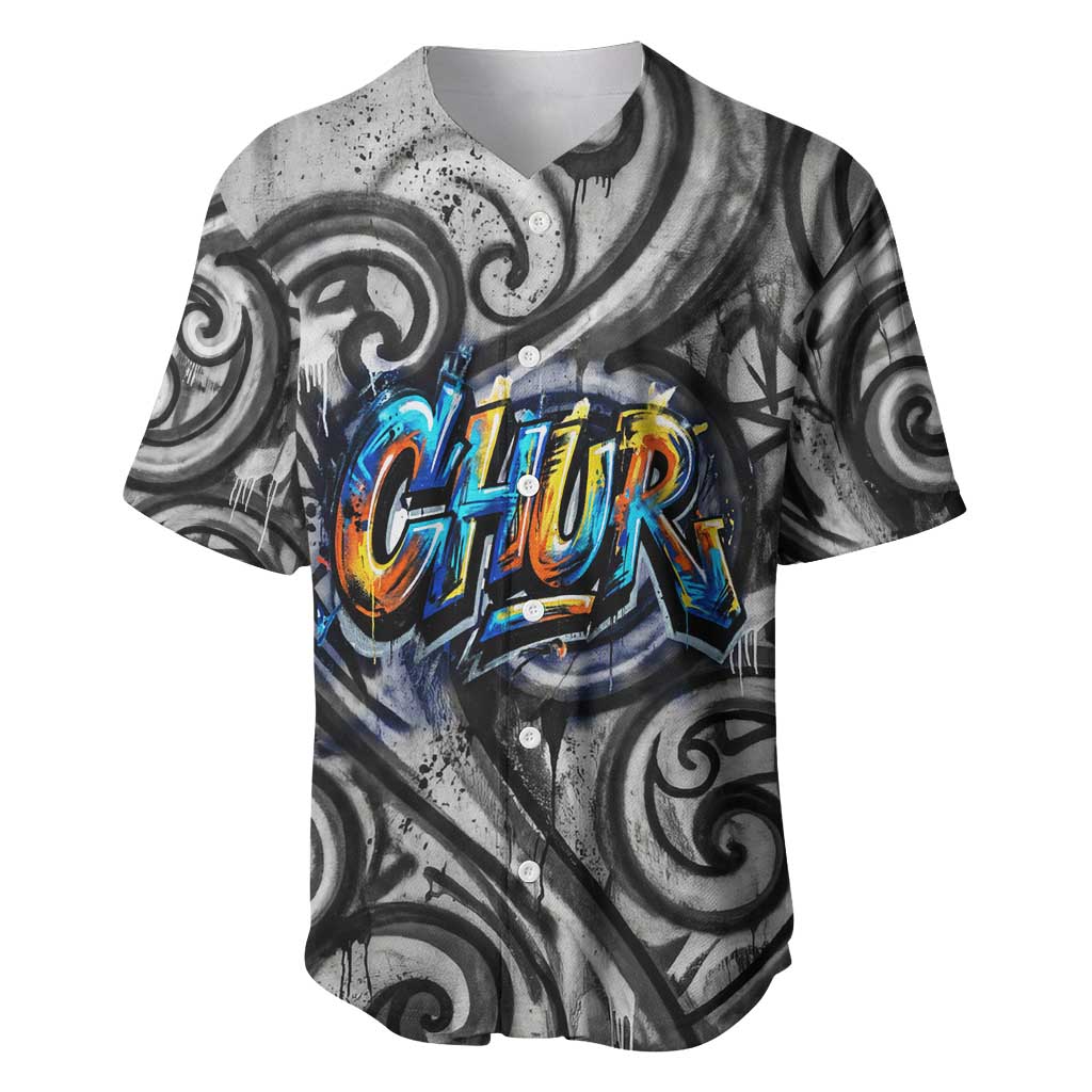 Chur Bro Shaka Sign Baseball Jersey New Zealand Koru Colorful Graffiti Splash TS04 Multicolor - Polynesian Pride