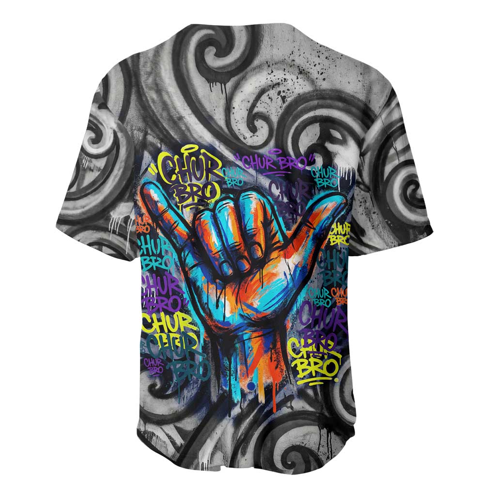 Chur Bro Shaka Sign Baseball Jersey New Zealand Koru Colorful Graffiti Splash TS04 - Polynesian Pride