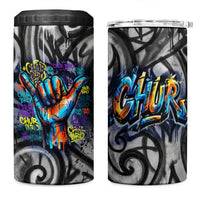 Chur Bro Shaka Sign 4 in 1 Can Cooler Tumbler New Zealand Koru Colorful Graffiti Splash TS04 One Size: 16 oz Multicolor - Polynesian Pride