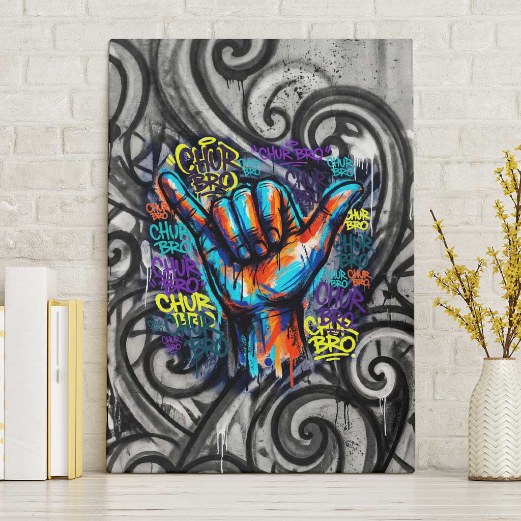 Chur Bro Shaka Sign Canvas Wall Art New Zealand Koru Colorful Graffiti Splash TS04 Without Frame Multicolor - Polynesian Pride