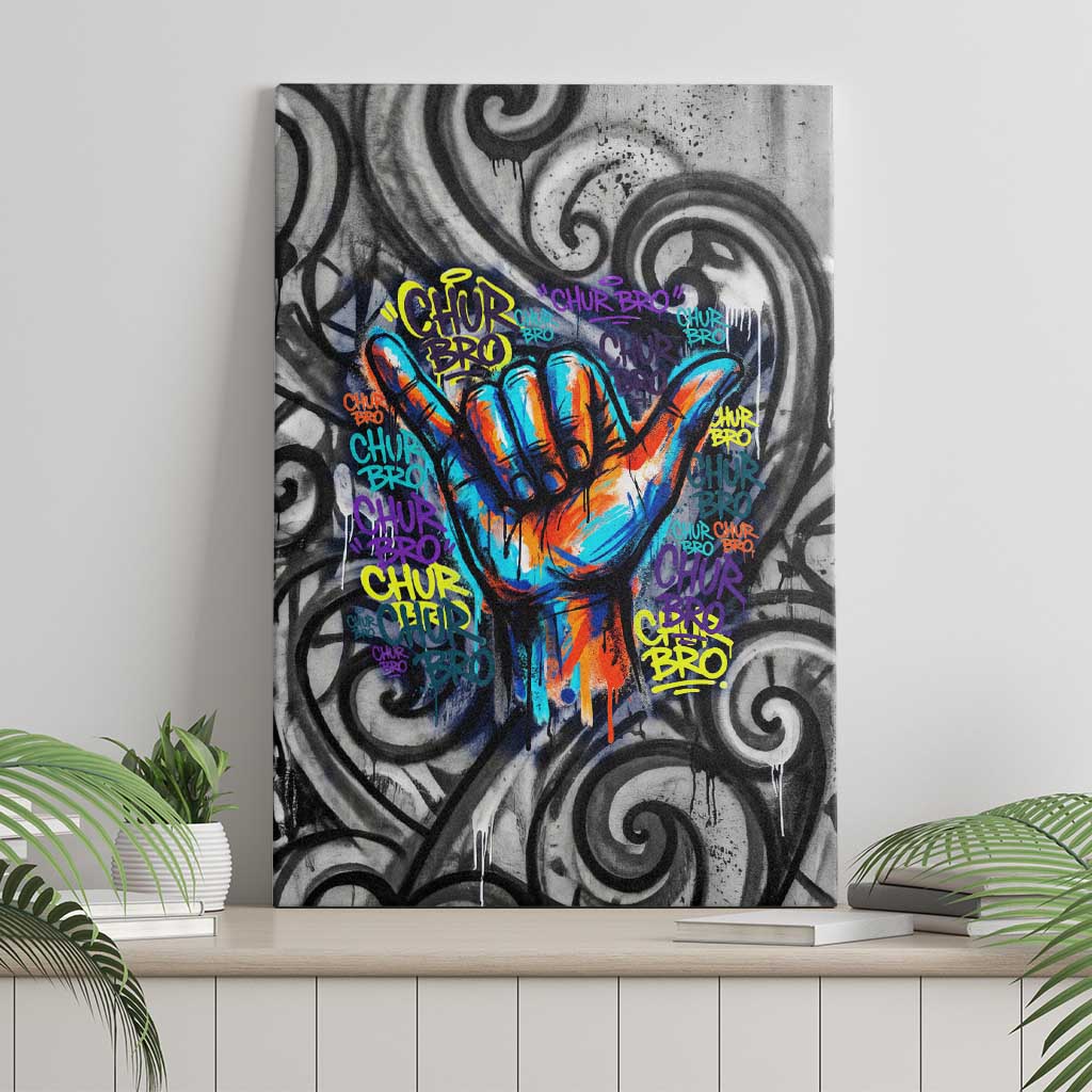 Chur Bro Shaka Sign Canvas Wall Art New Zealand Koru Colorful Graffiti Splash TS04 - Polynesian Pride