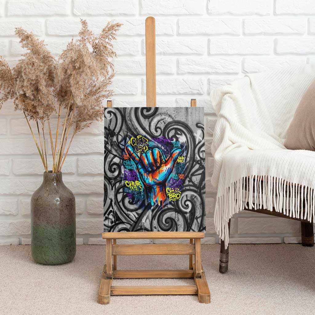 Chur Bro Shaka Sign Canvas Wall Art New Zealand Koru Colorful Graffiti Splash TS04 - Polynesian Pride